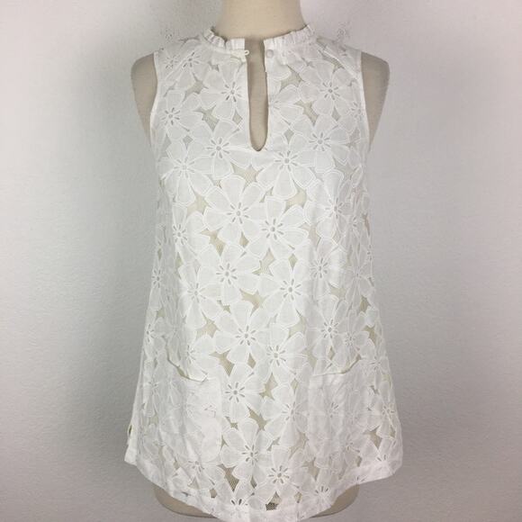 Modcloth White Floral Lace Sleeveless Cottagecore Top XS - Picture 2 of 6